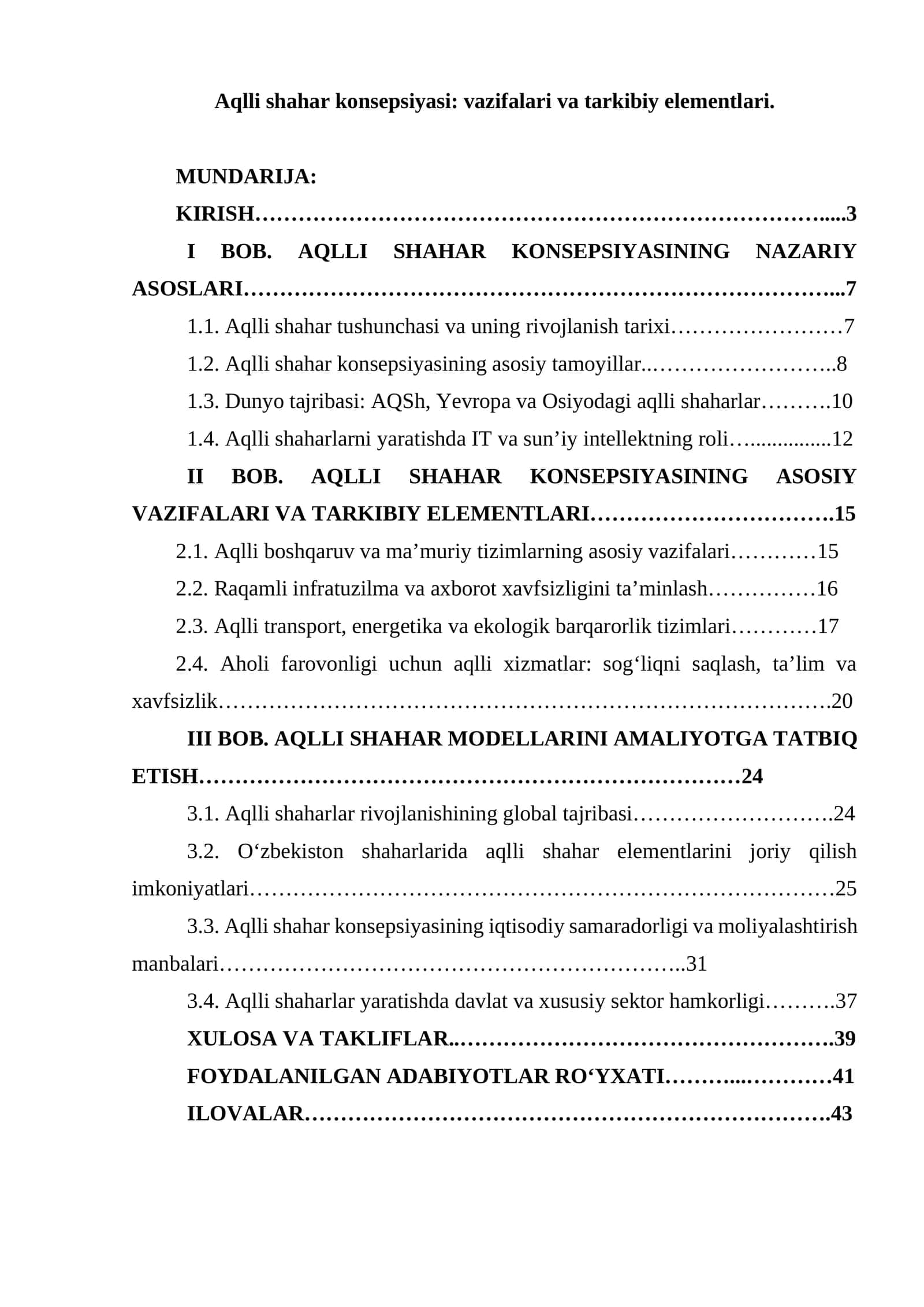 Aqlli shahar konsepsiyasi: vazifalari va tarkibiy elementlari