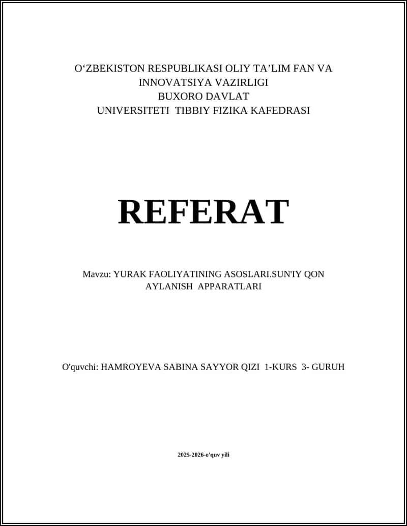Yurak faoliyating asoslari