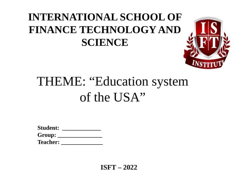 Education System of the USA