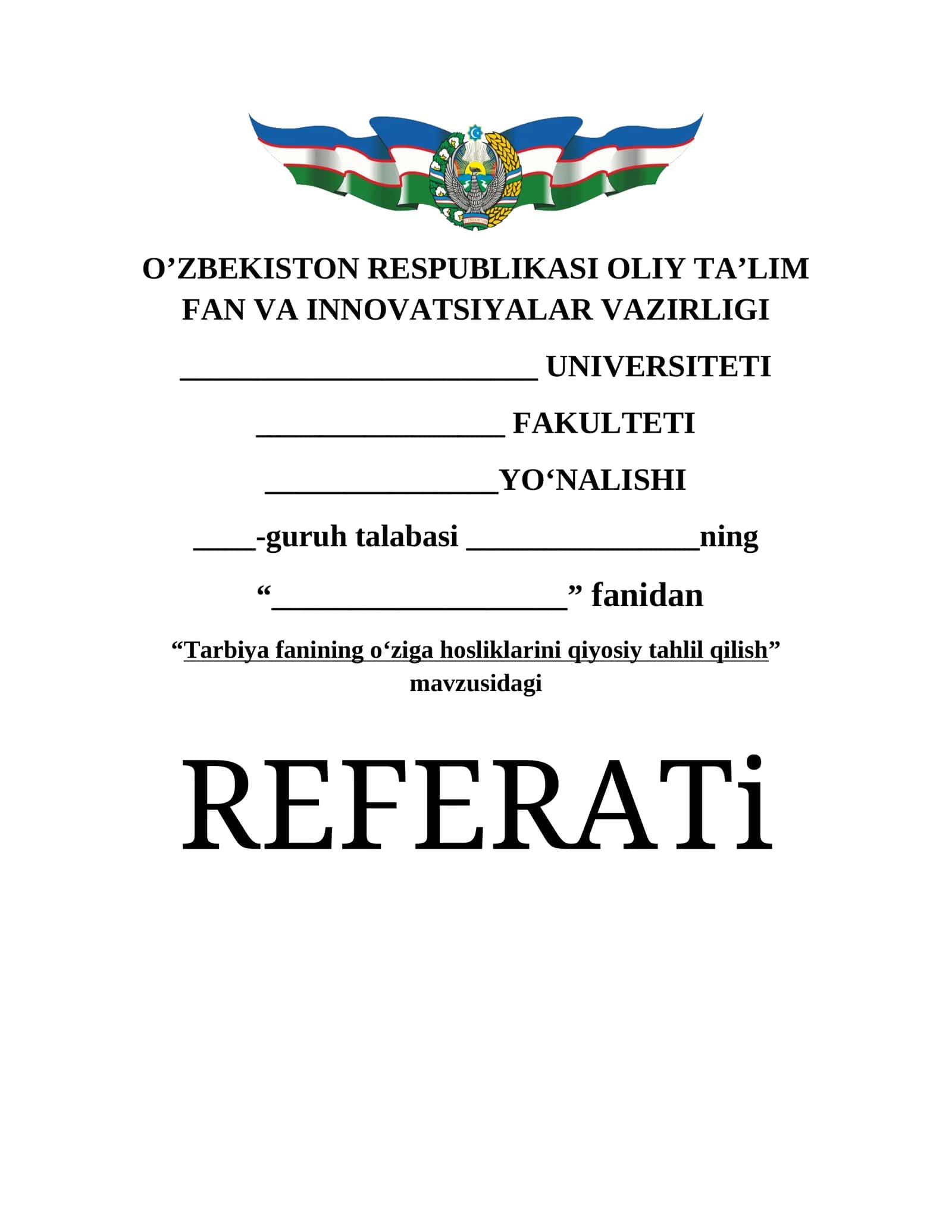 Tarbiya fanining o‘ziga hosliklarini qiyosiy tahlil qilish
