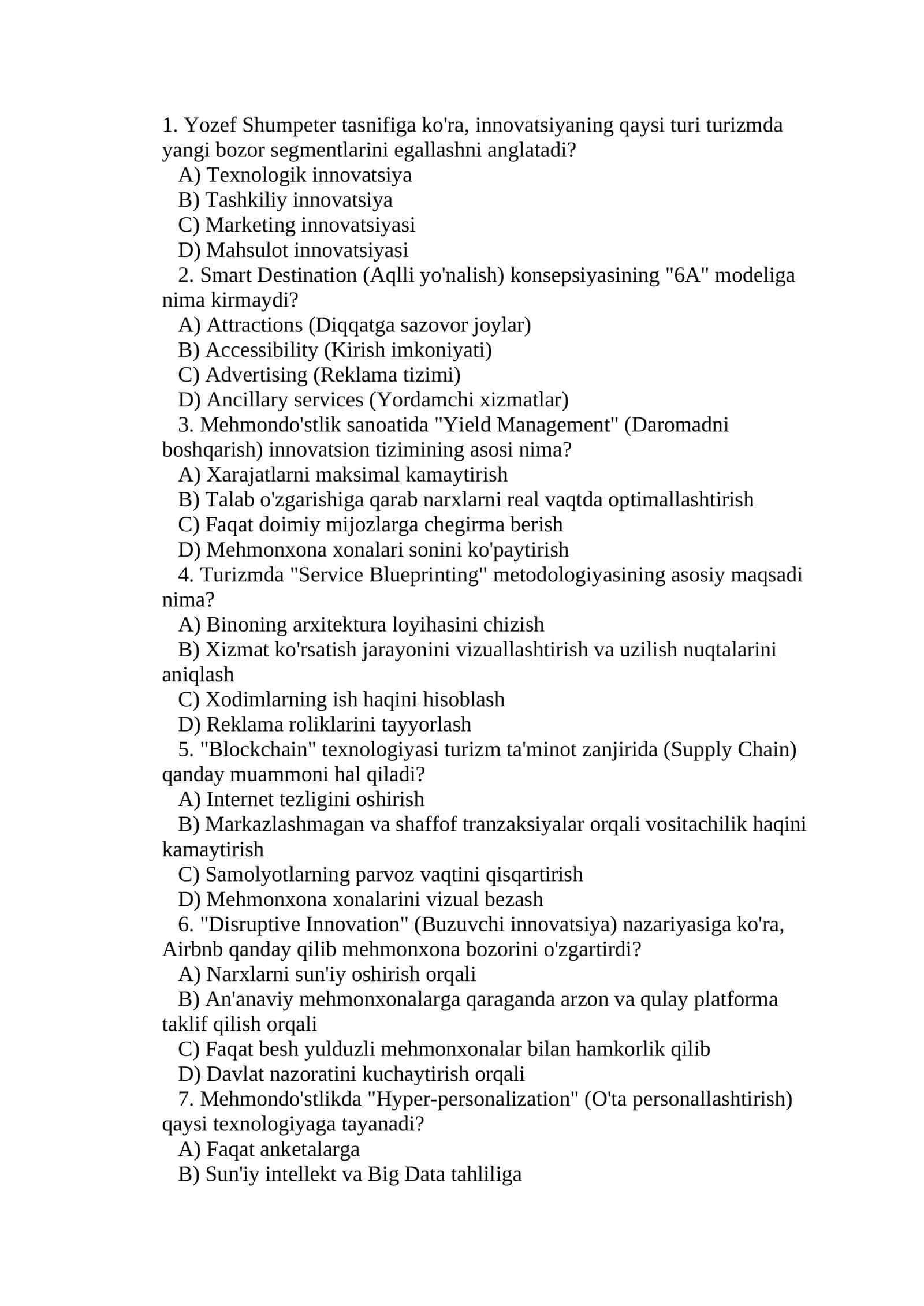 Mehmondo'stlik sanoatida "Yield Management" (Daromadni boshqarish) innovatsion tizimi