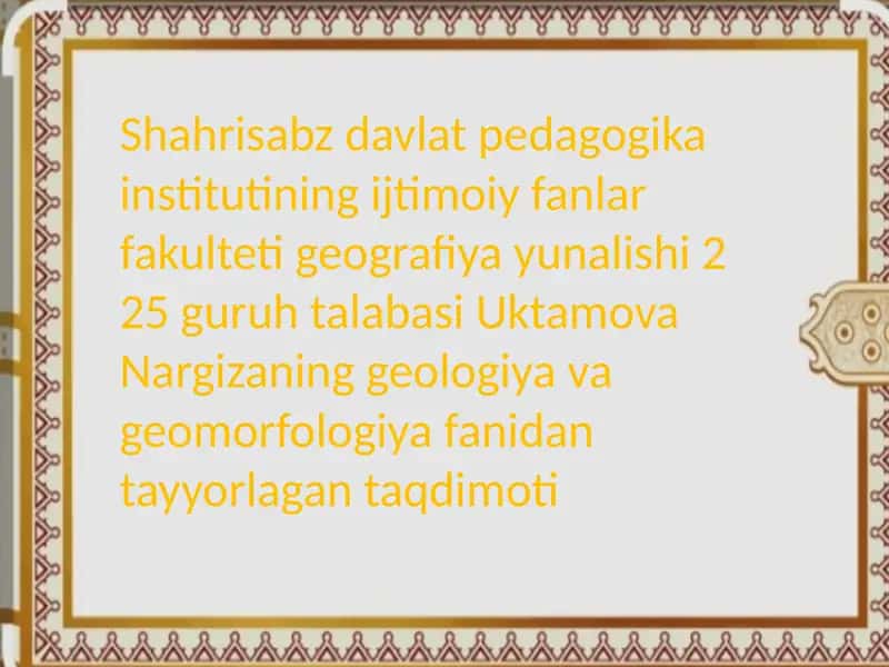 Geologiya va geomorfologiya