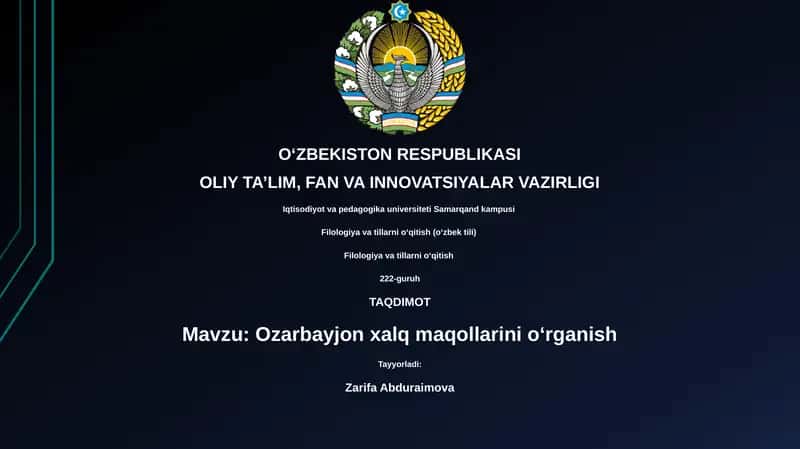 Ozarbayjon xalq maqollarini oʻrganish