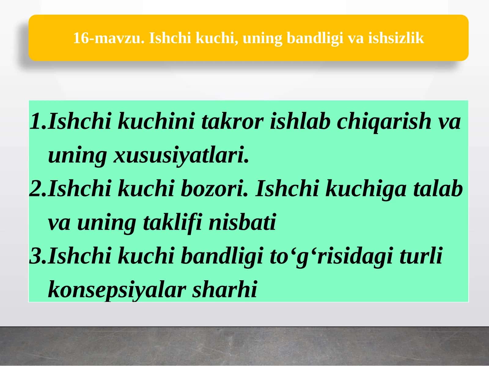 Ishchi kuchini takror ishlab chiqarish va uning xususiyatlari