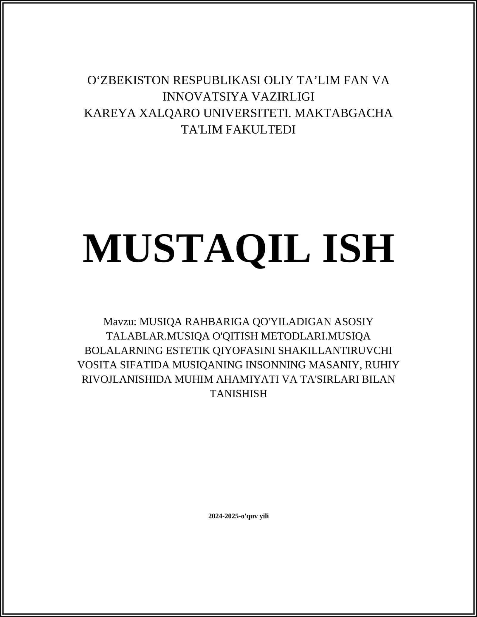 Musiqa Rahbariga Qo'yiladigan Asosiy Talablar