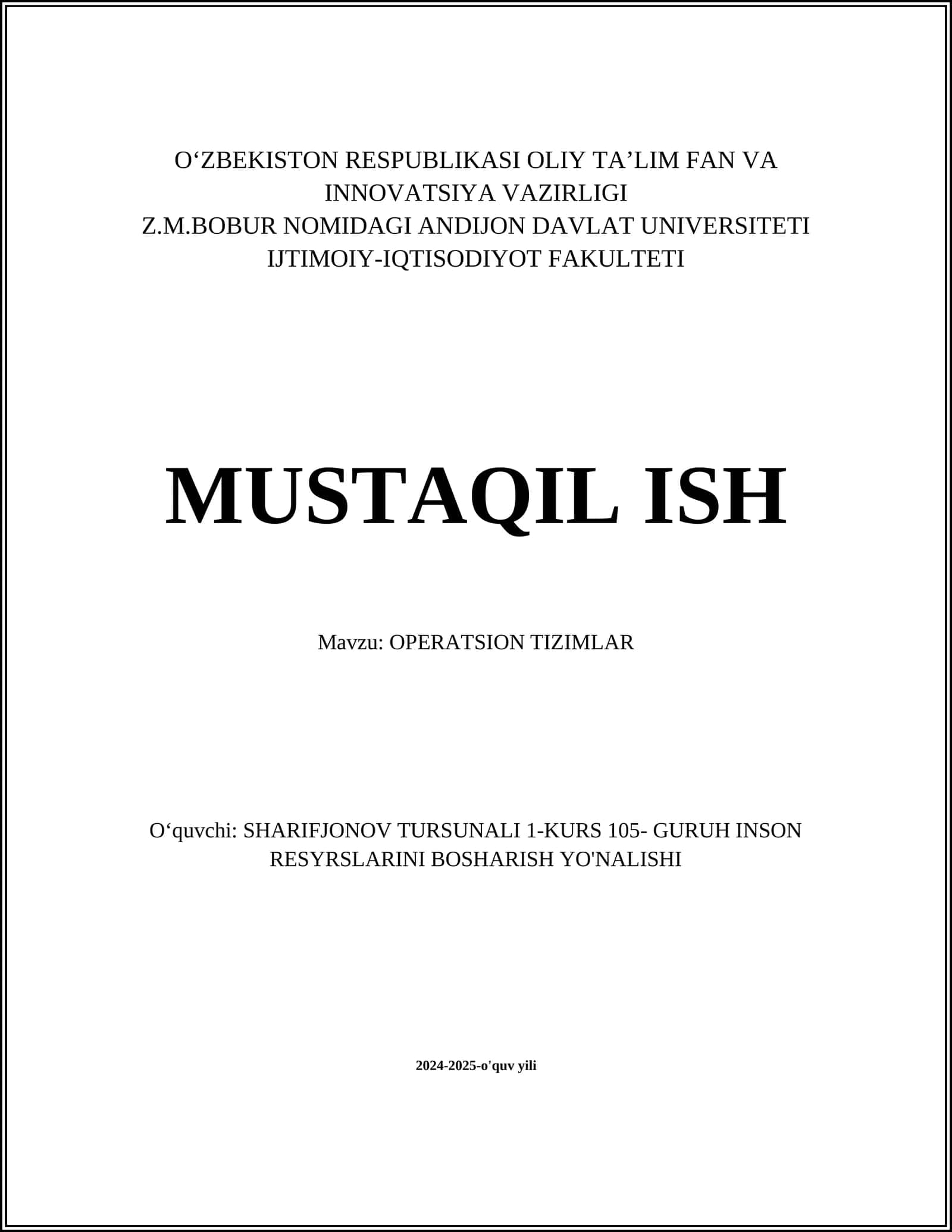 OPERATSION TIZIMLAR