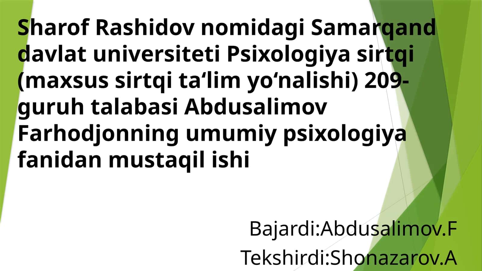 Samarqand davlat universiteti Psixologiya sirtqi