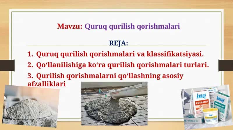 Quruq qurilish qorishmalari