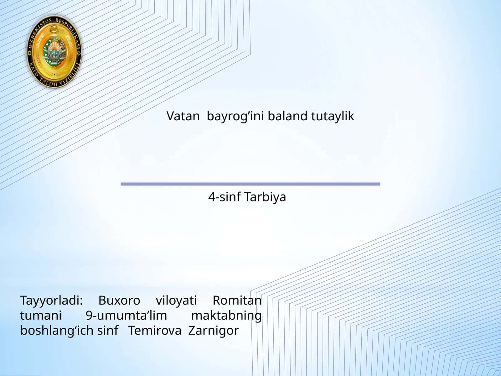 Vatan bayrog’ini baland tutaylik