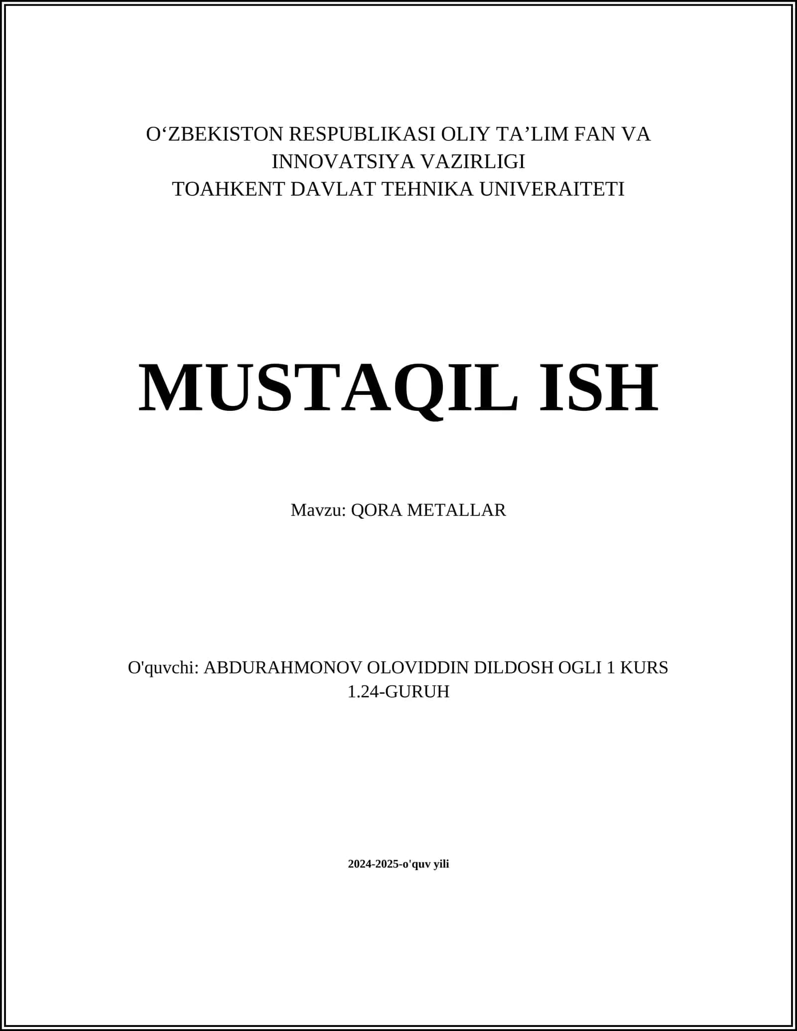 QORA METALLAR