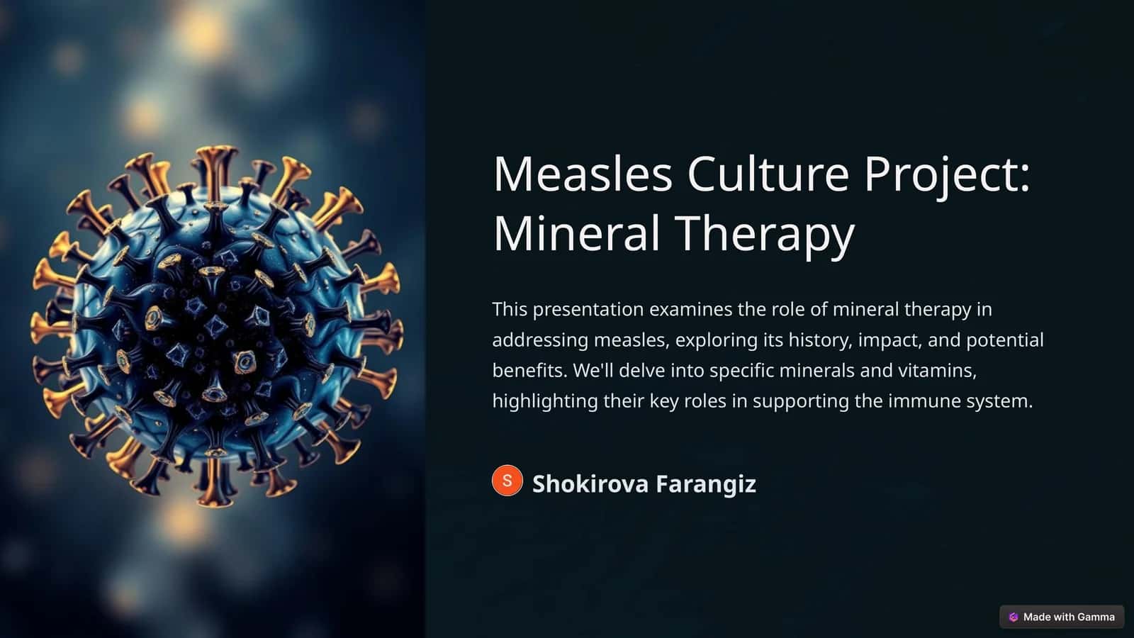 Measles Culture Project: Mineral Therapy