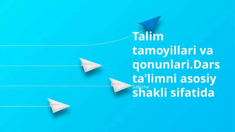 Talim tamoyillari va qonunlari. Dars taʼlimni asosiy shakli sifatida turli xil dars rejalashtirish va o'tkazish usullarini o'rganish, o'qitish Amaliyotlarini Tartibga Soluvchi Huquqiy Bazalar, darslarda texnologiyalardan foydalanish