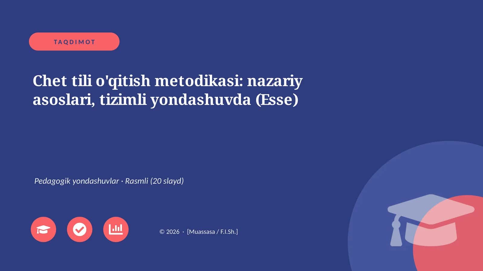 Chet tili o'qitish metodikasi: nazariy asoslari, tizimli yondashuvda (Esse)