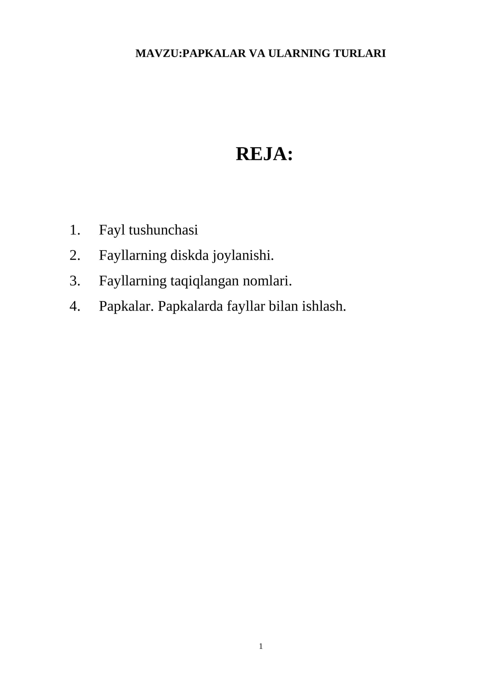 PAPKALAR VA ULARNING TURLARI