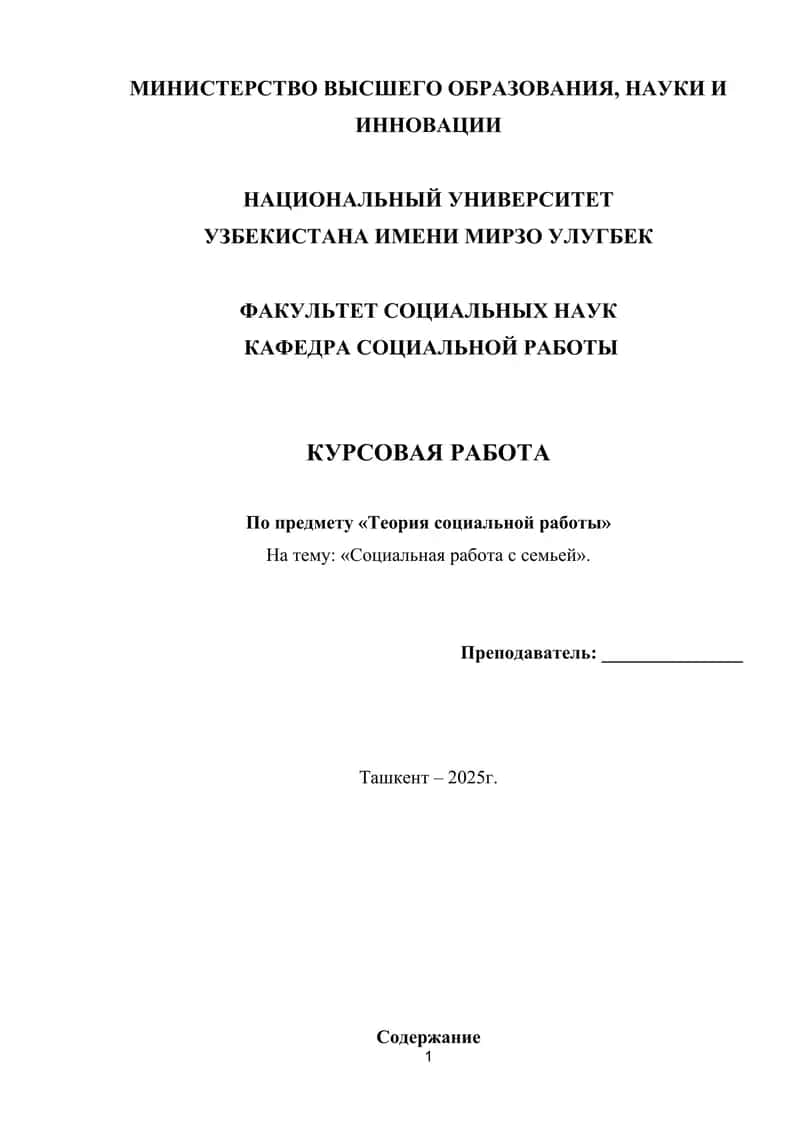 Социальная работа с семьей