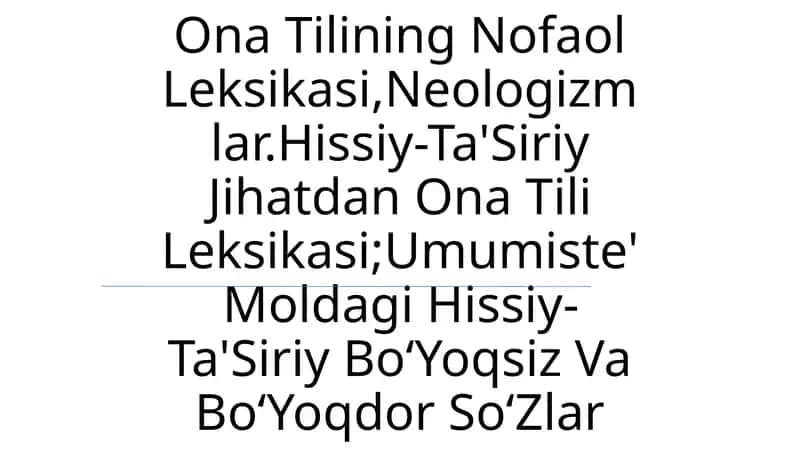 Ona Tilining Nofaol Leksikasi