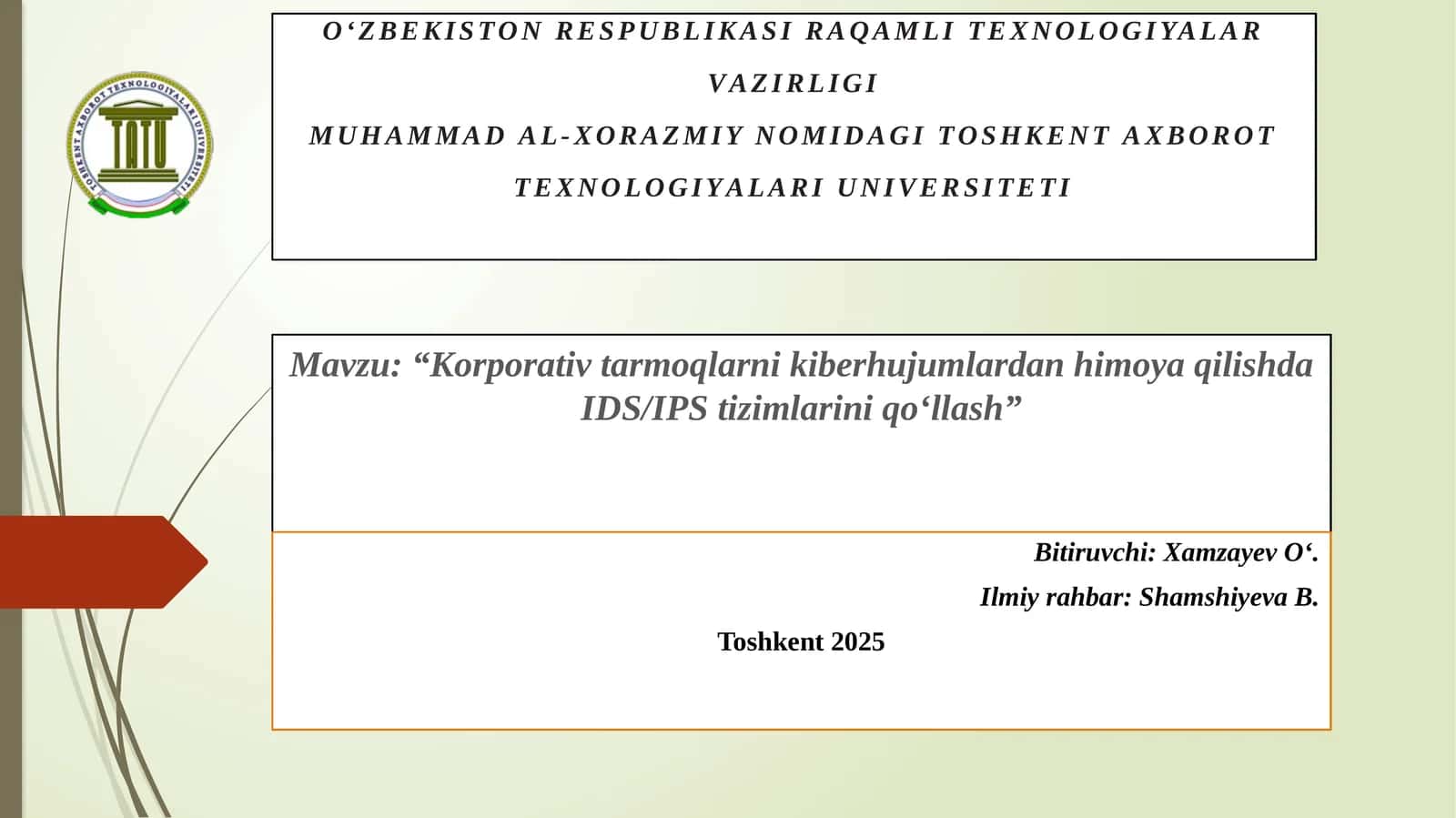 “Korporativ tarmoqlarni kiberhujumlardan himoyaqilishda IDS/IPS tizimlarini qo‘llash”