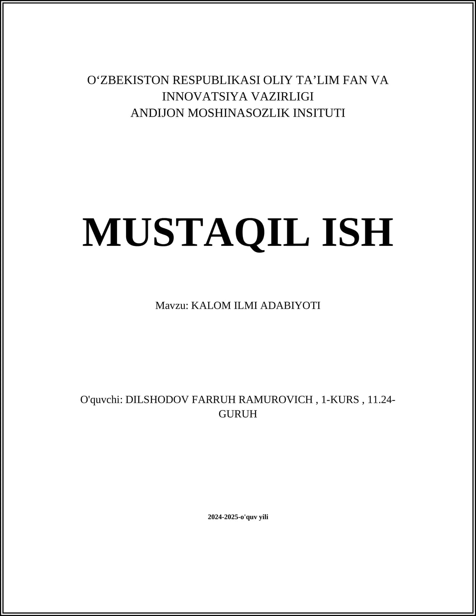 KALOM ILMI ADABIYOTI