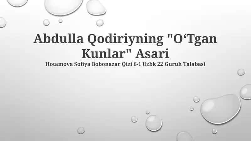 O‘Tgan Kunlar