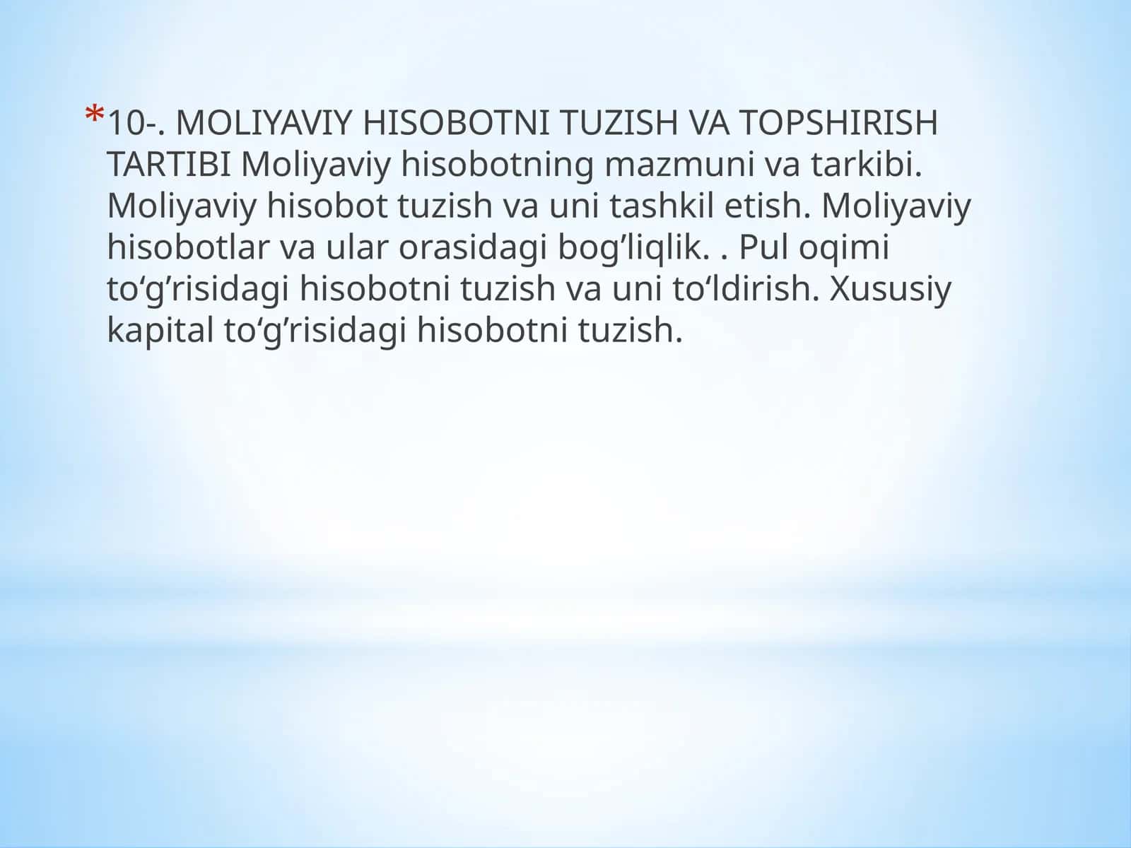 Moliyaviy Hisobotni Tuzish va Topshirish Tartibi
