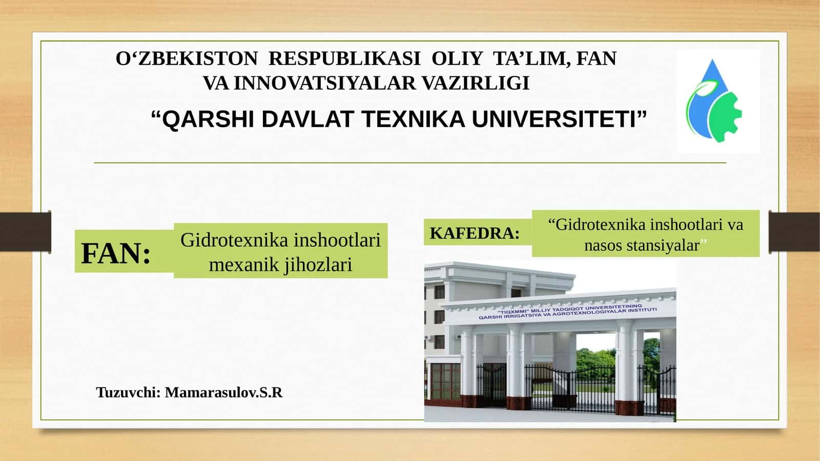 Gidrotexnikainshootlarimexanikjihozlari