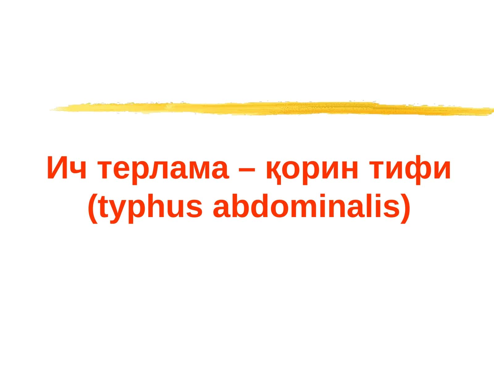 Ичтерлама–қорин тифи (typhus abdominalis)