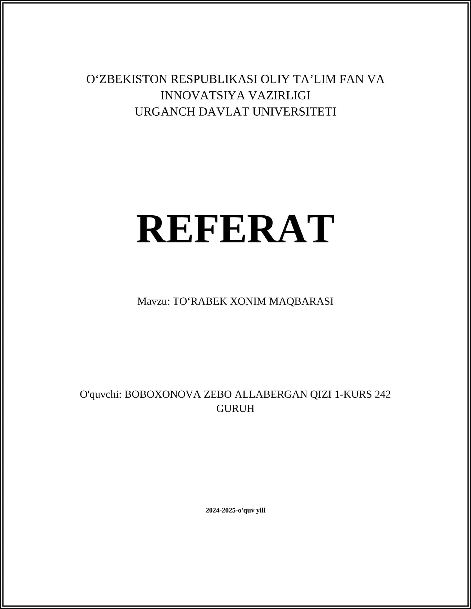 TOʻRABEK XONIM MAQBARASI