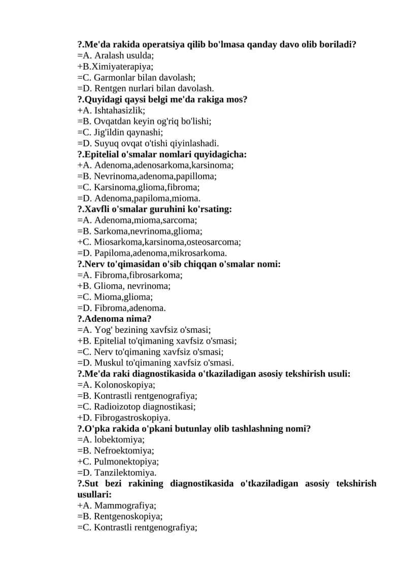xirurgiyadan test