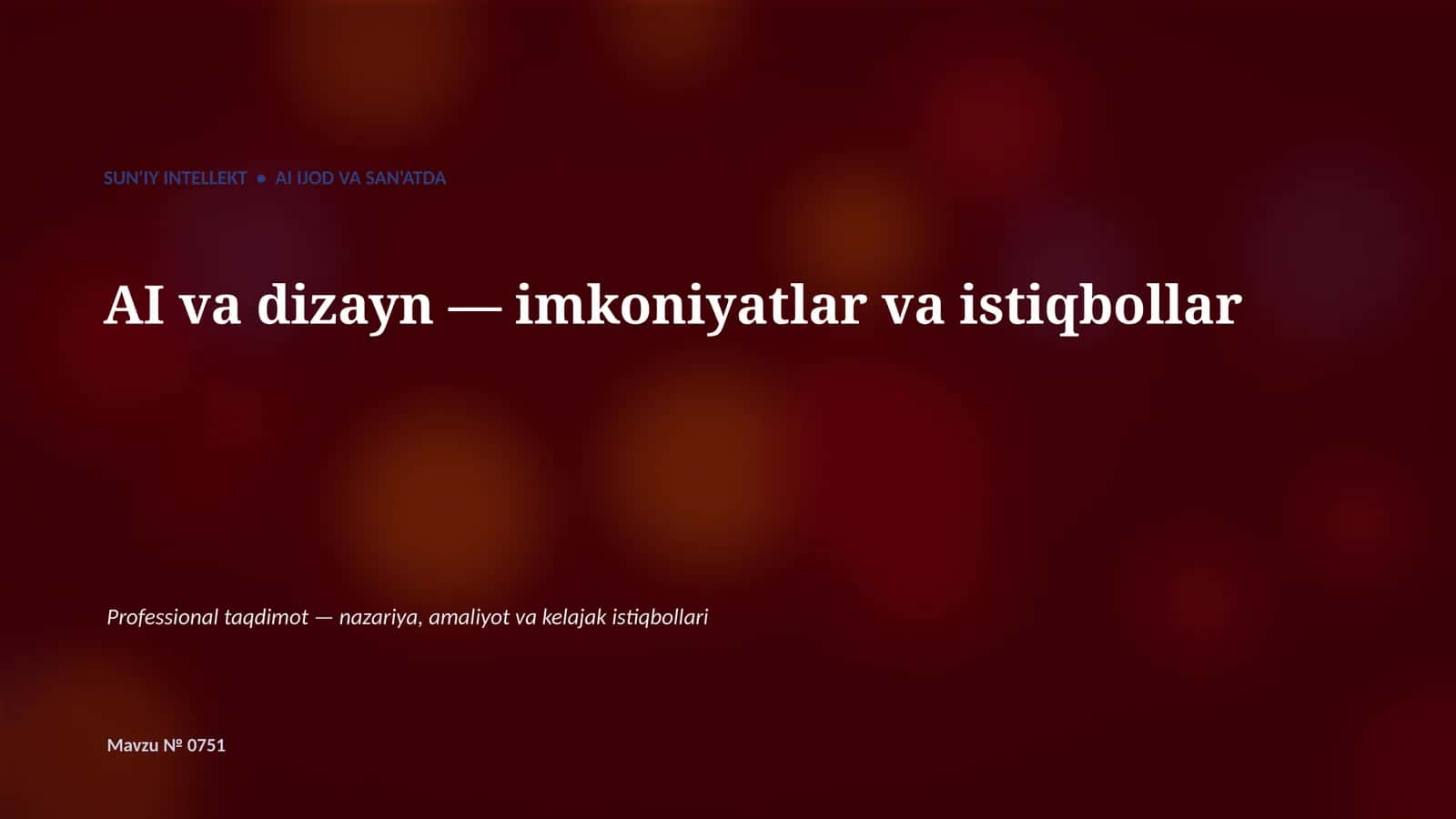 AI va dizayn — imkoniyatlar va istiqbollar