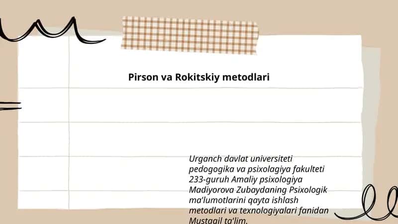 Pirson va Rokitskiy metodlari