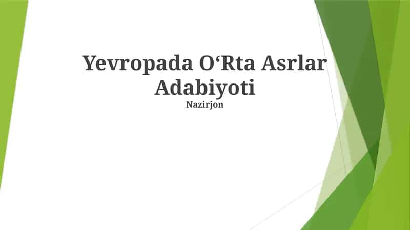 Oʻrta Asrlar Adabiyoti