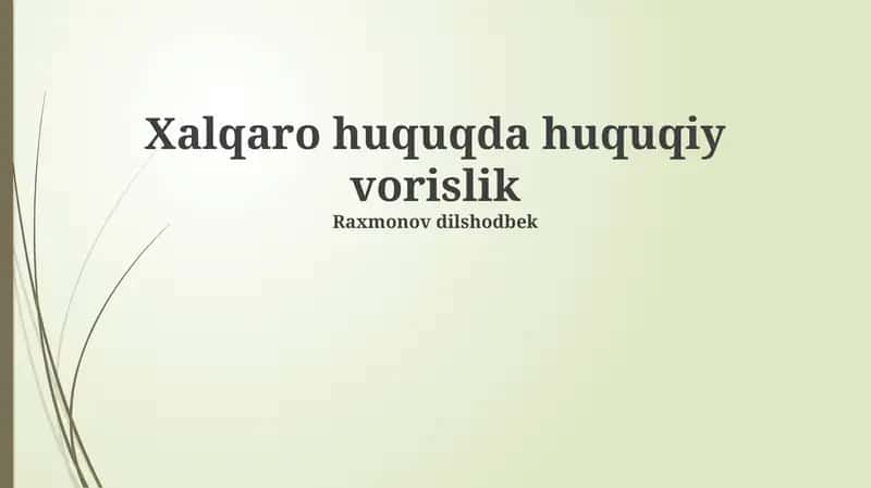 Xalqaro huquqda huquqiy vorislik