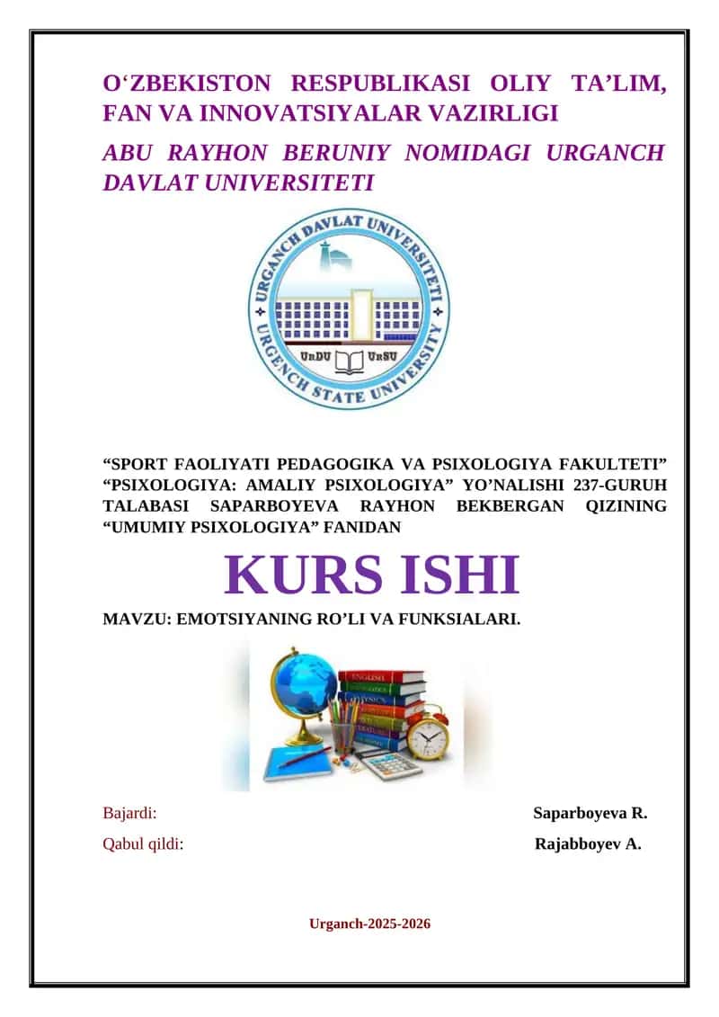 EMOTSIYANING RO’LI VA FUNKSIALARI