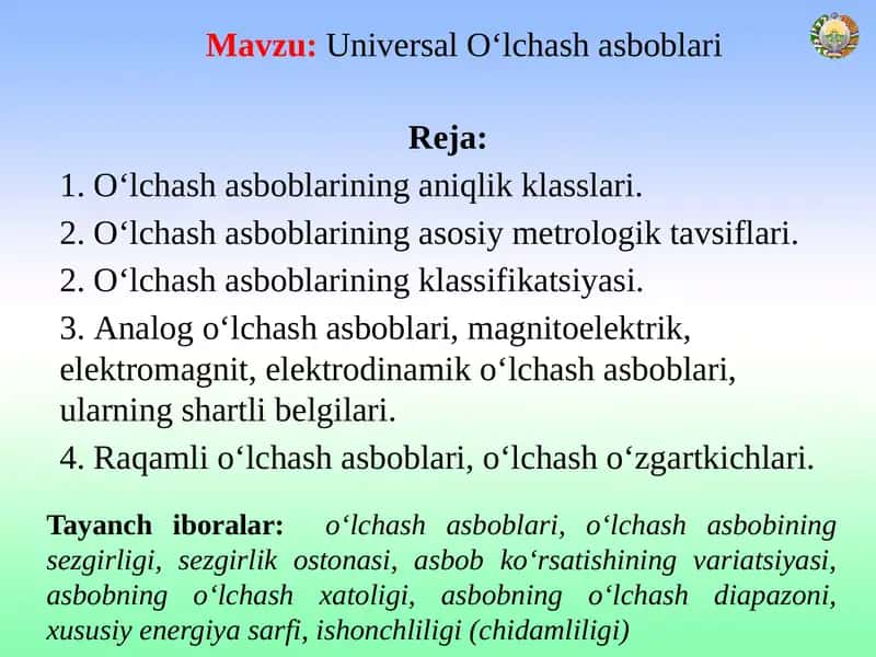 Universal O‘lchash asboblari