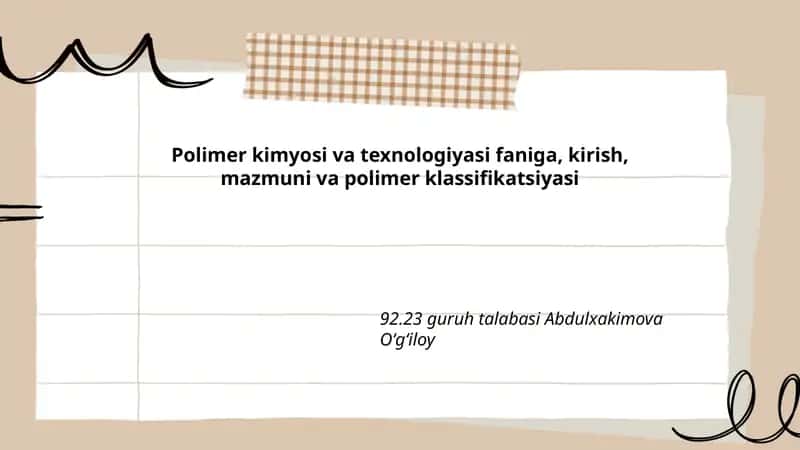 Polimer kimyosi va texnologiyasi