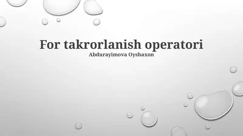 For takrorlanish operatori