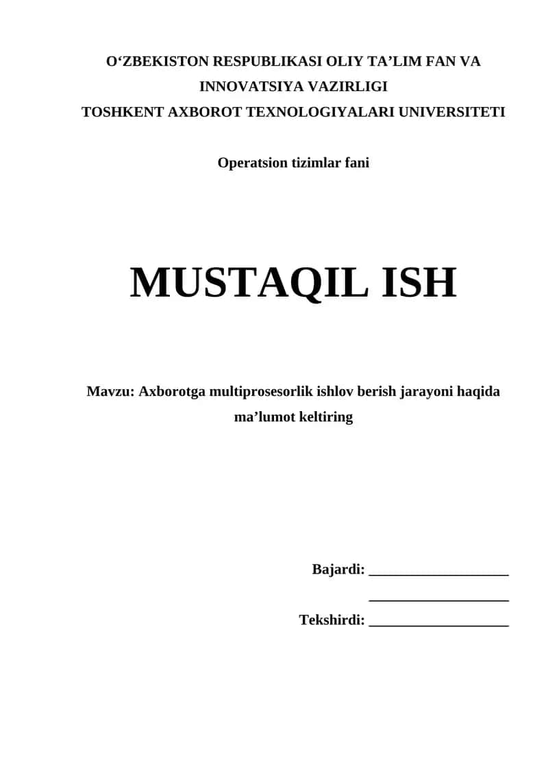 Axborotga multiprosesorlik ishlov berish