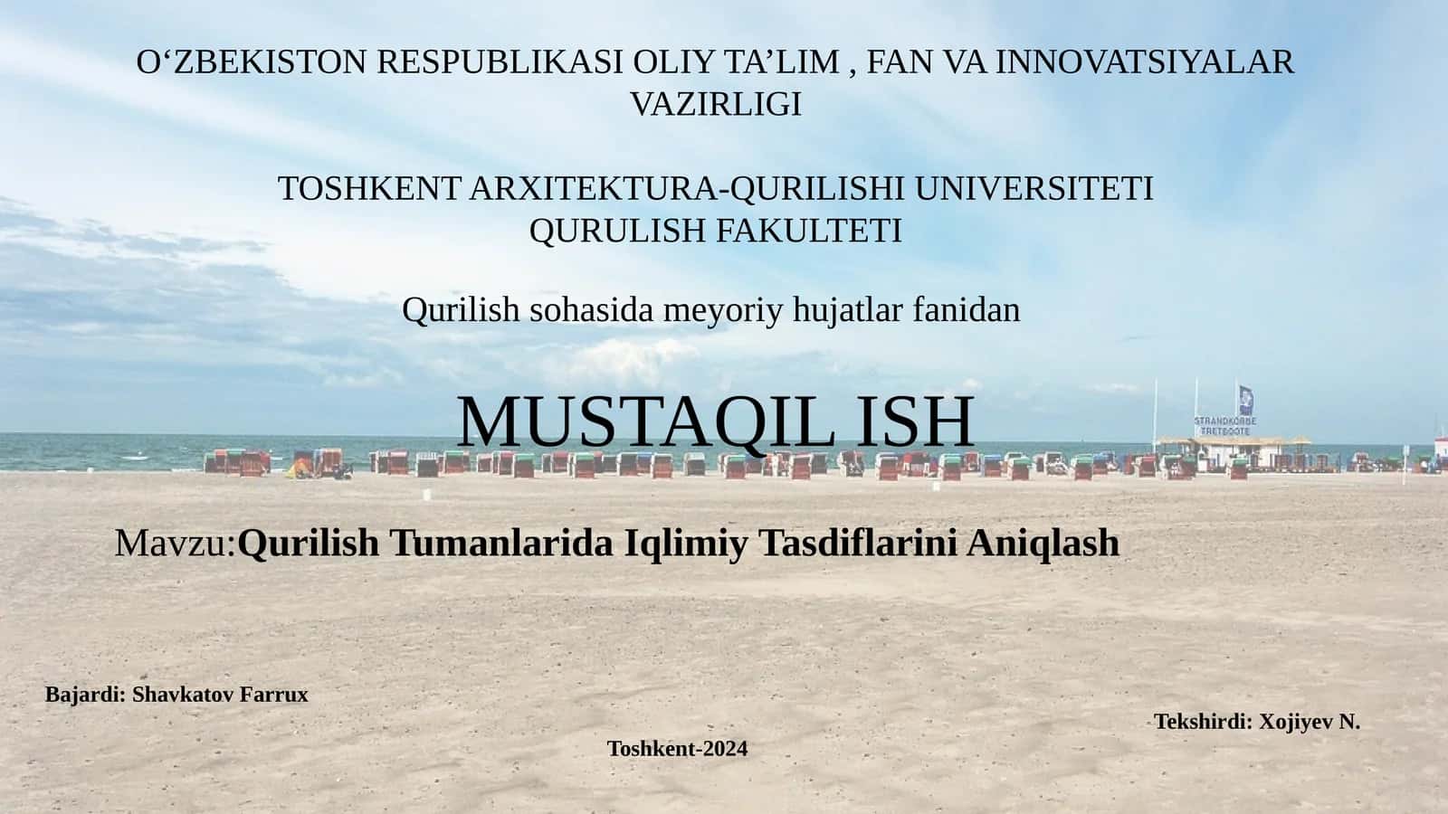 Qurilish Tumanlarida Iqlimiy Tasdiflarini Aniqlash