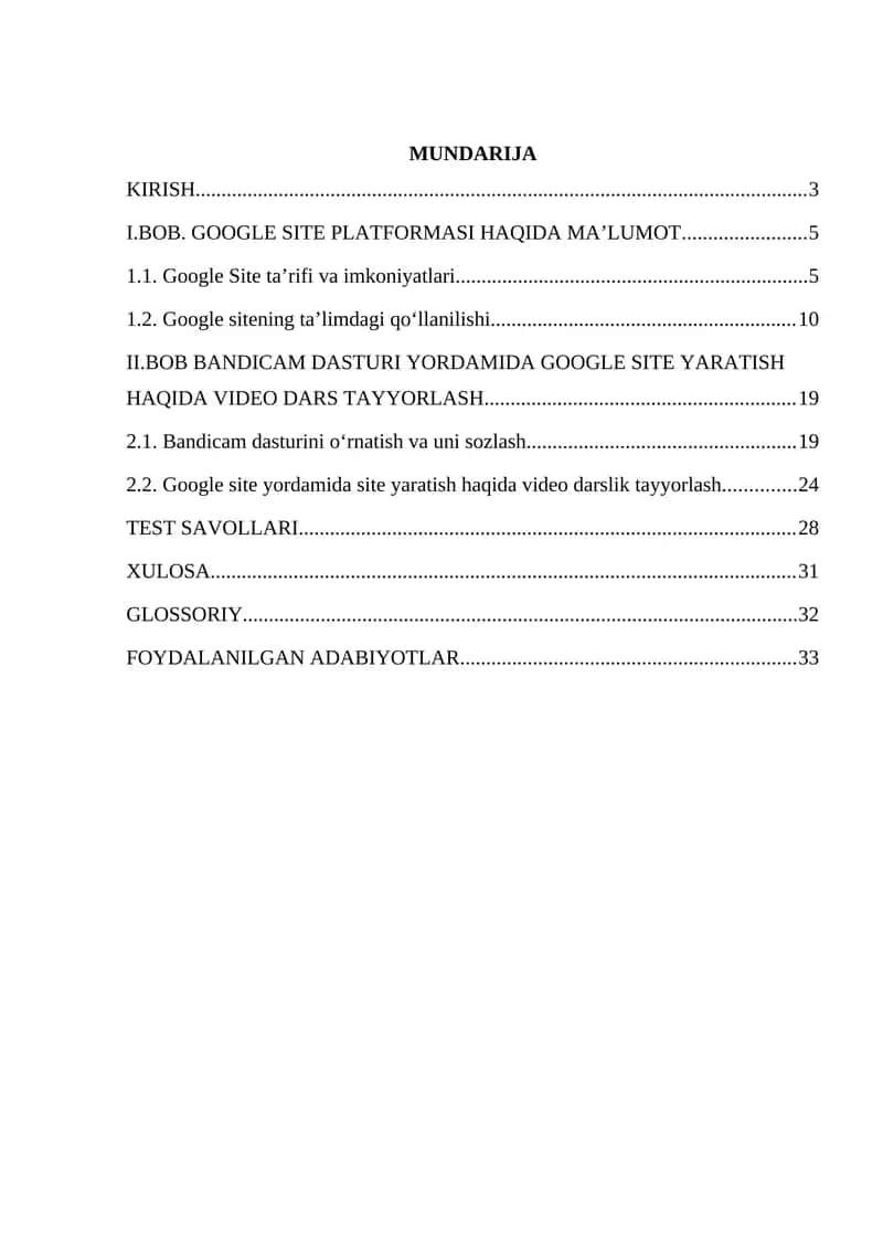 GOOGLE SITE PLATFORMASI HAQIDA MA’LUMOT