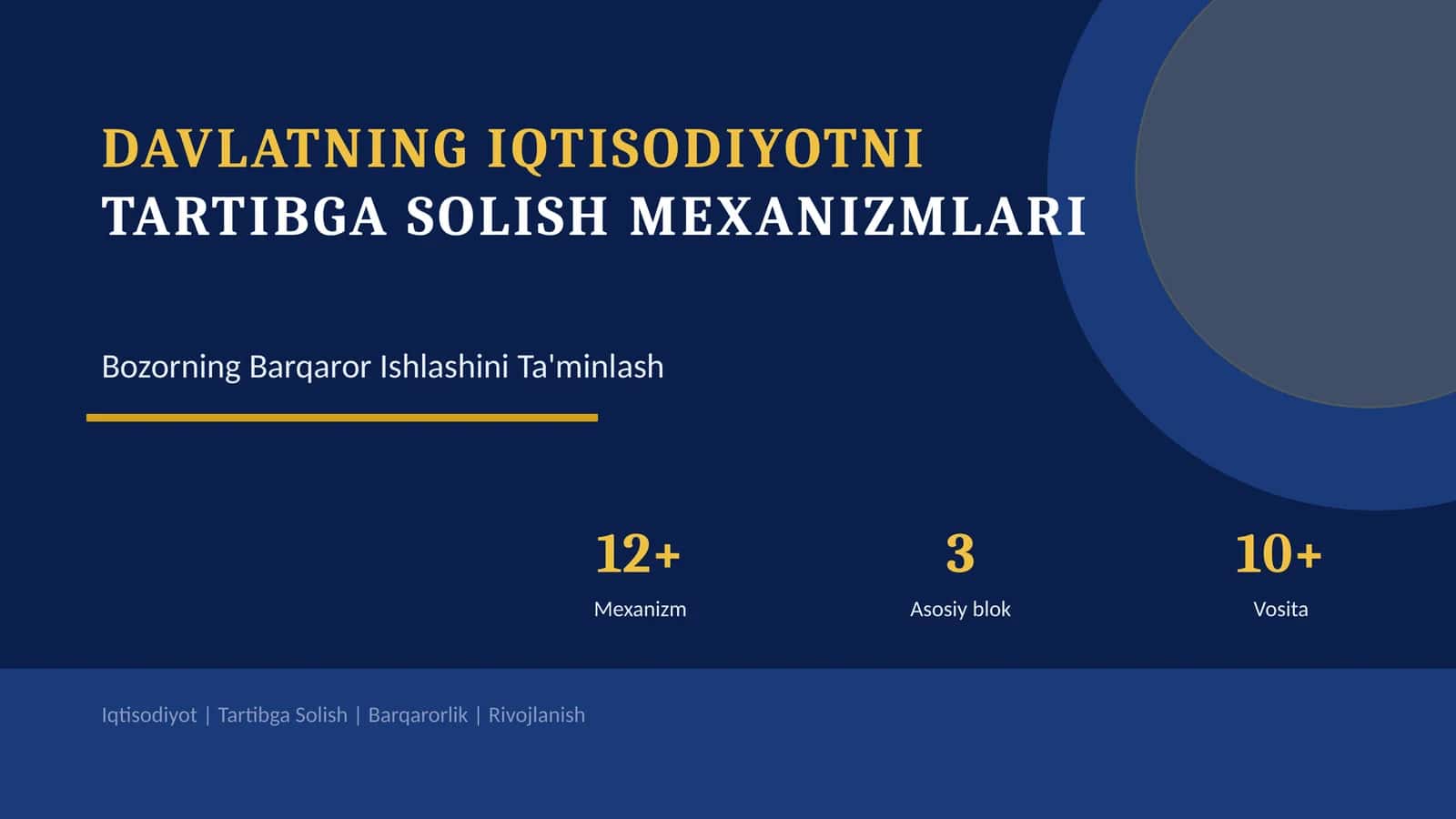 DAVLATNING IQTISODIYOTNI TARTIBGA SOLISH MEXANIZMLARI