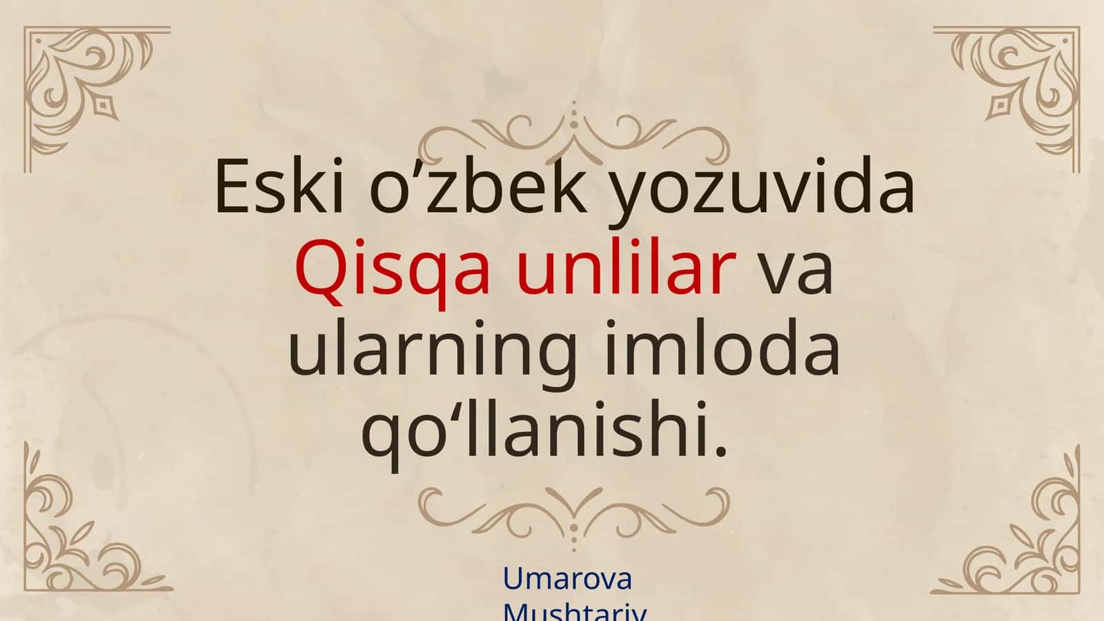qisqa unlilar