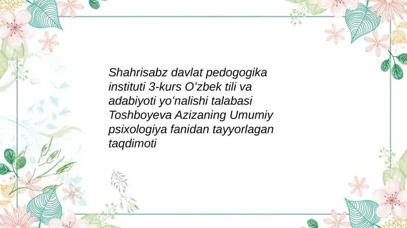 Yoshlik davrining psixologik xususiyatlari