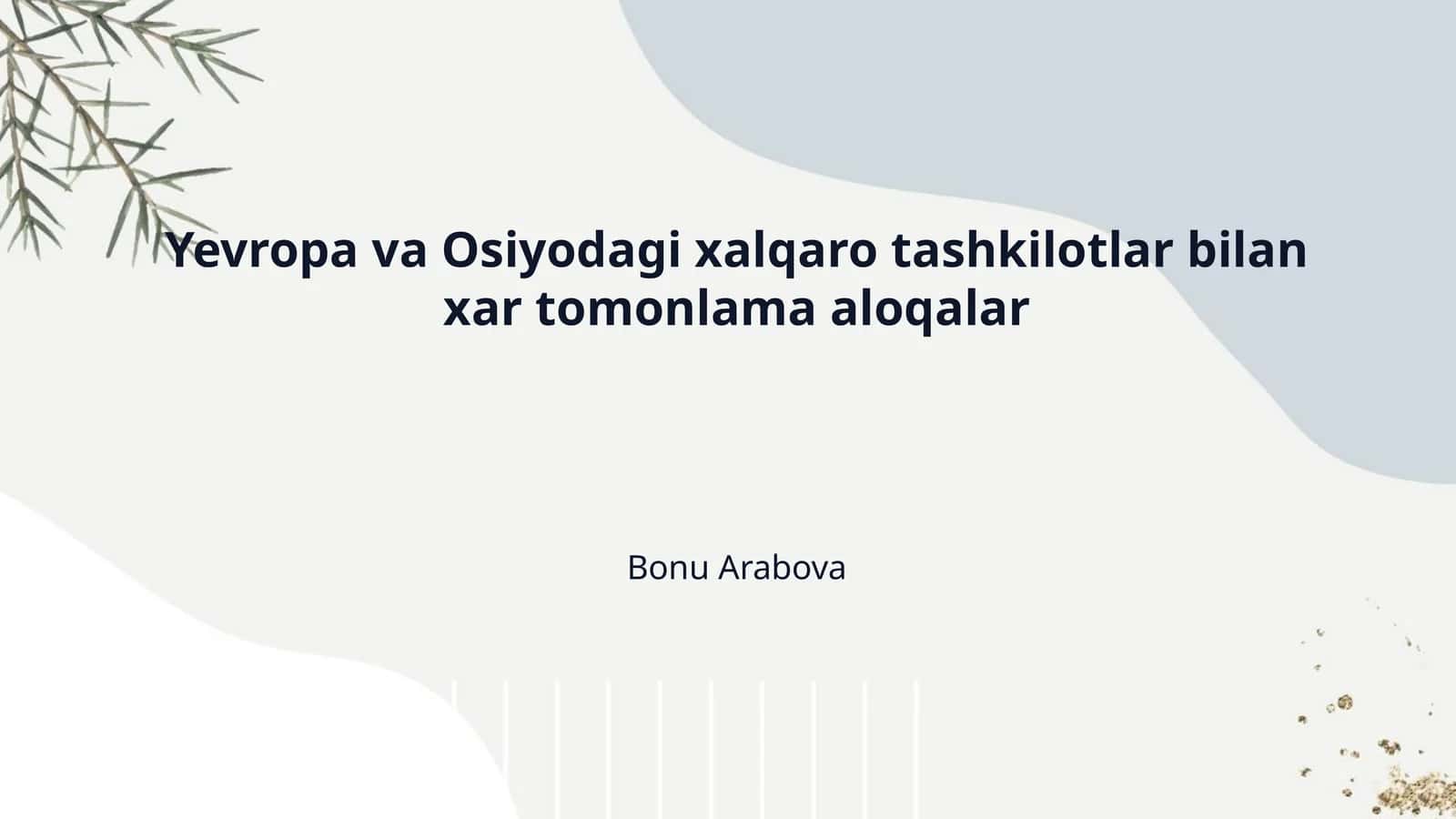 Yevropa va Osiyodagi xalqaro tashkilotlar bilan xar tomonlama aloqalar