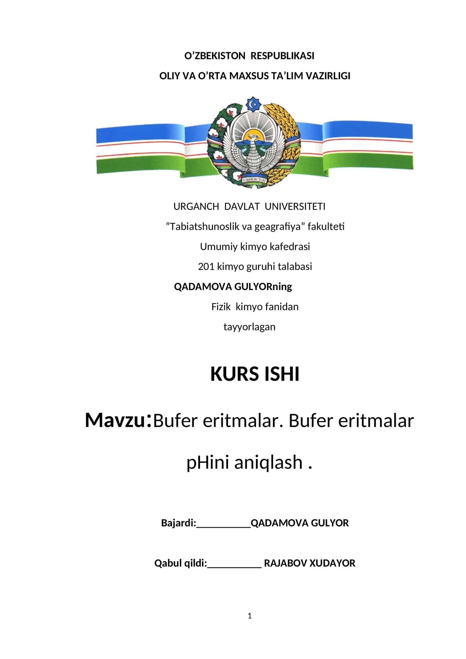 Bufer eritmalar. Bufer eritmalar pHini aniqlash