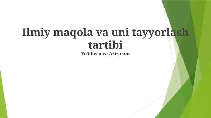 Ilmiy maqola va uni tayyorlash tartibi