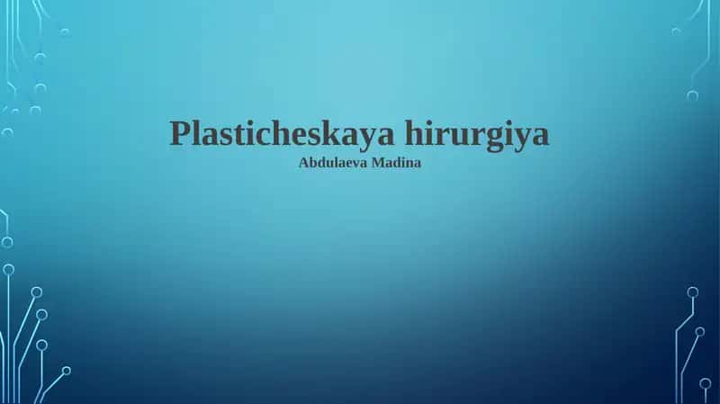 Plastik Jarrohlikdan Keyingi Davr