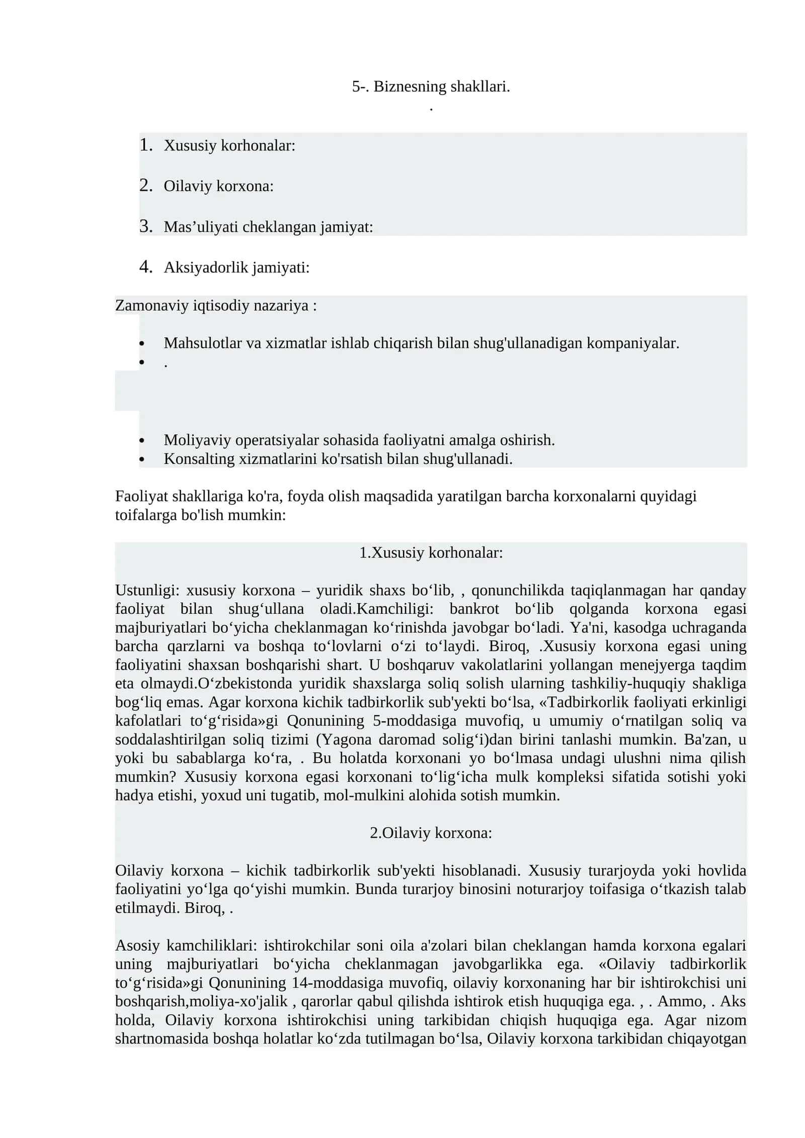 Xususiy korhonalar