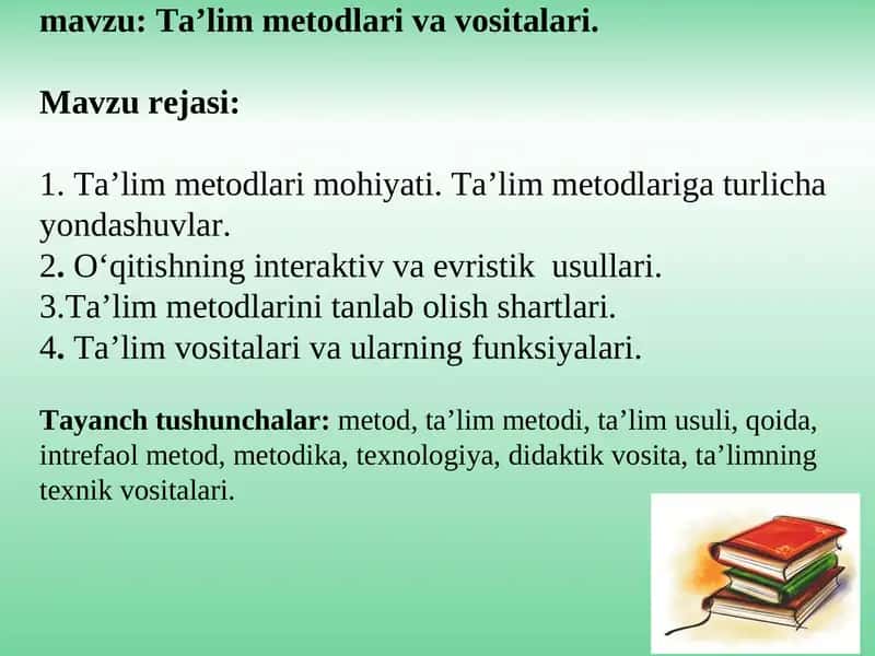 Taʼlim Metodlari va Vositalari