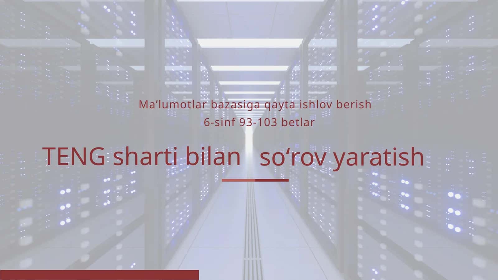 TENG sharti bilan soʻrov yaratish