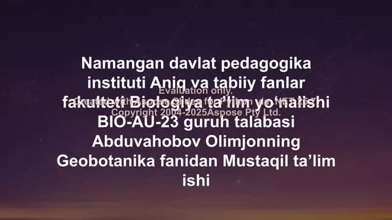 Fitotsenozlar va Yerostki Qismi